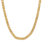 Square Byzantine Link Chain Necklace 14K Yellow Gold - Solid