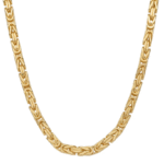 Square Byzantine Link Chain Necklace 14K Yellow Gold - Solid