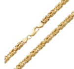 Square Byzantine Link Chain Necklace 14K Yellow Gold - Solid - Image 2