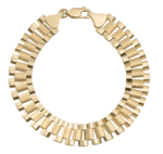 Reversible Rlx Railroad Chain Bracelet 10K Yellow Gold