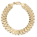 Reversible Rlx Railroad Chain Bracelet 10K Yellow Gold