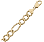 Figaro Link Bracelet 14K Yellow Gold - Solid - Image 2