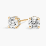 Hidden Halo Stud Earrings with 2.25 CTW Round Cut Lab-Grown Diamonds in 14K Yellow Gold