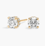 Hidden Halo Stud Earrings with 2.25 CTW Round Cut Lab-Grown Diamonds in 14K Yellow Gold