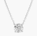 Four Prong Basket Solitaire Lab Grown Diamond Pendant In 14K White Gold
