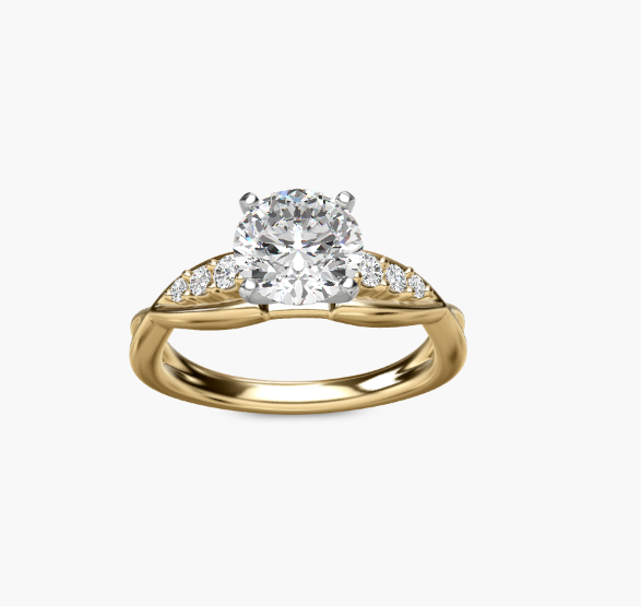 image Delicate Twist Petite Diamond Engagement Ring in 14k Yellow Gold - Image 1