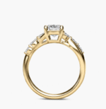 Leaf Vine Diamond Motif Side Stone Engagement Ring In 14K Yellow Gold - Image 3