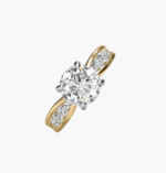 Bow-Tie Engagement Ring With Channel Set Round Diamonds In 14K Yellow Gold