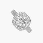 Double Shank Diamond Halo Engagement Ring In Platinum