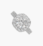 Double Shank Diamond Halo Engagement Ring In Platinum