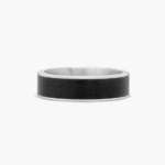 Satin Finish Men's Wedding Band In 14K White Gold and Black Titanium (6.50mm)