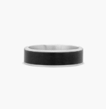 Satin Finish Men's Wedding Band In 14K White Gold and Black Titanium (6.50mm)