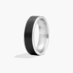 Satin Finish Men's Wedding Band In 14K White Gold and Black Titanium (6.50mm) - Image 2