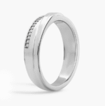 Diagonal Lined with Pavé Diamond Edge Men's Wedding Ring in Platinum (1/8 ct. tw.) - Image 2