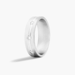 Etched Bezel Set Men's Diamond Wedding Band In 14K White Gold (6.00mm) - Image 2