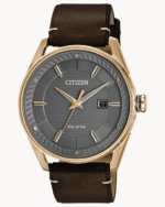 CTO-Men's Eco-Drive BM6983-00H Rose Gold Leather Strap Watch | CITIZEN